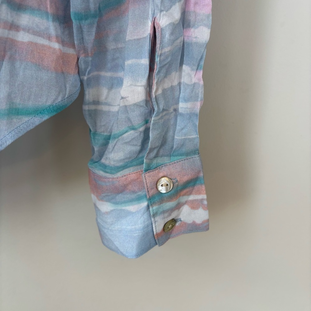 Bella Dahl Long Sleeve Button Down Top with Sunset Design Size S‎ NWT - Picture 7 of 10